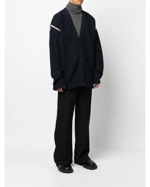 Maison Margiela Blue Elbow-Patch Cardigan