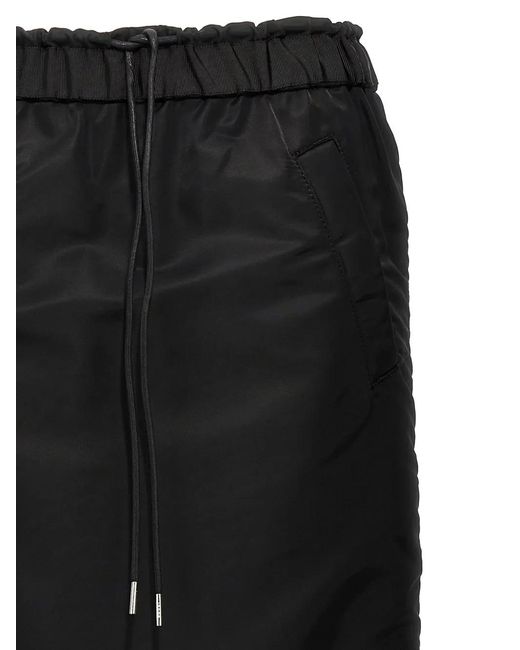 Sacai Black Jupe Mi-Longue À Zip Latéral