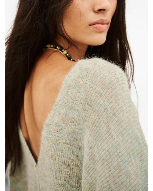 Ba&sh Green Isaac V-Back Button-Fastening Sweater