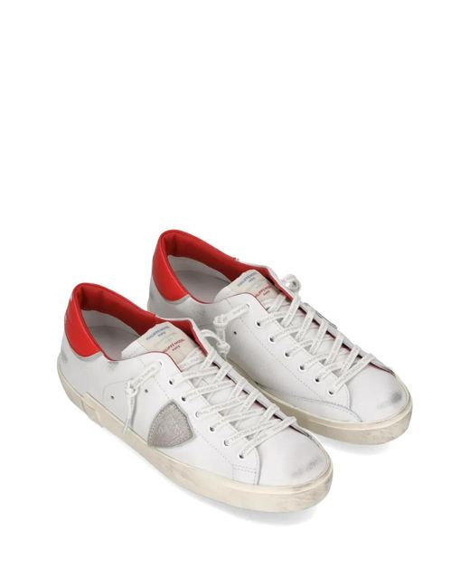 Philippe Model White Triangle-Patch Sneakers for men