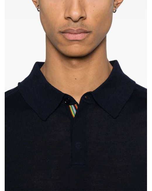 Paul Smith Blue Relaxed Fit Merino Wool Polo Shirt for men
