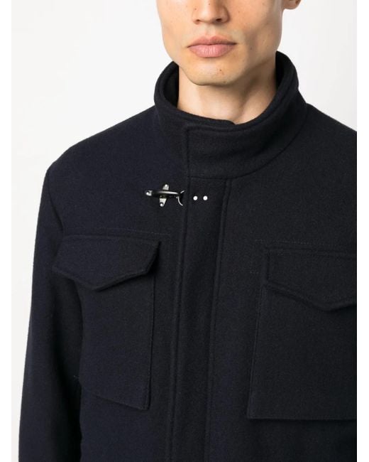 Fay Blue Field Drawstring-Waist Wool Blend Jacket for men