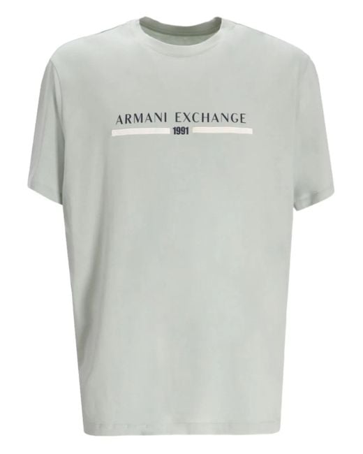 ARMANI EXCHANGE Gray Logo-Print Cotton T-Shirt for men
