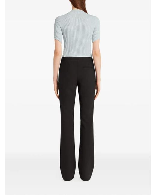 Courreges Gray Ribbed Short Sleeve Top