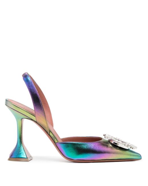 AMINA MUADDI Blue Begum Sling 90Mm Iridescent Pumps