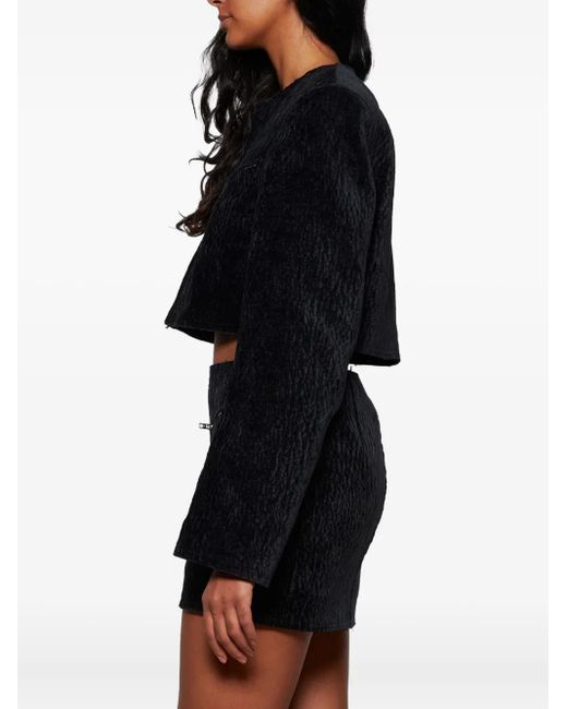 Alexander Wang Black Velvet-Effect Cropped Jacket