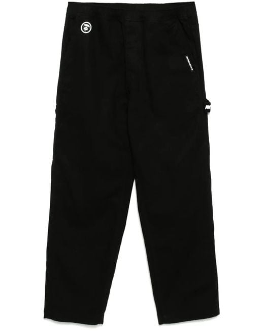 Aape By A Bathing Ape Black Moonface Logo Straight-Leg Trousers for men