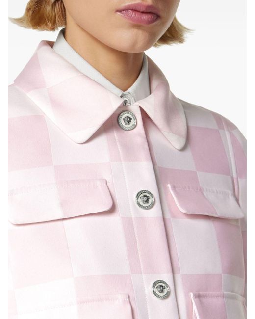 Veste à motif damier imprimé Versace en coloris Pink