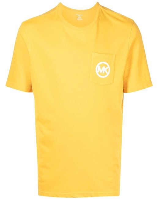 Michael Kors Cotton Logo-print Crew-neck T-shirt in Yellow for Men ...