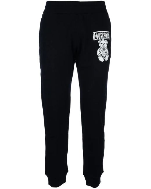 Moschino Black Logo-Print Track Pants for men