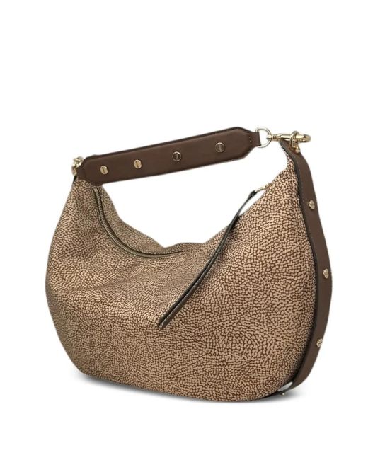 Borbonese Brown Medium Frame Hobo Shoulder Bag