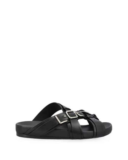 Loewe Black Buckle-Fastening Leather Sandals for men