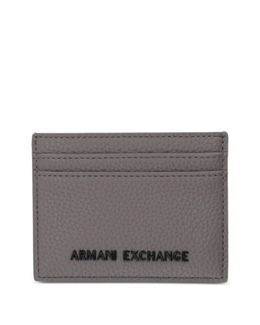ARMANI EXCHANGE Gray Logo-Plaque Cardholder for men