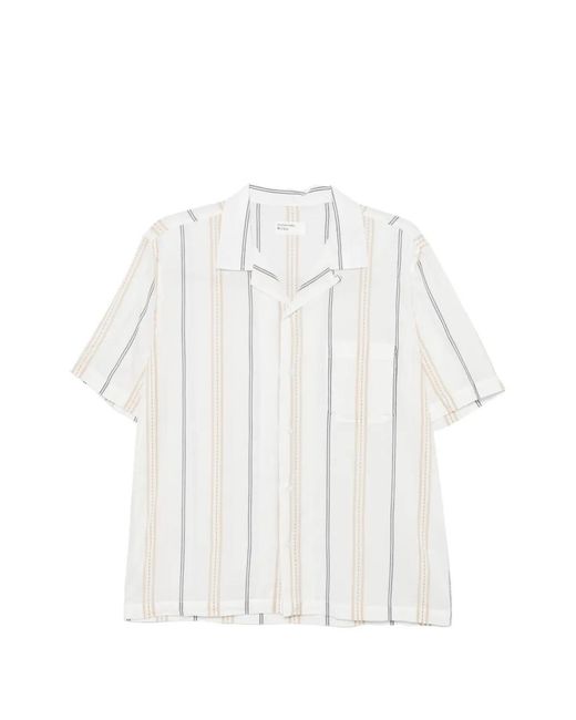 Universal Works White Striped Shirt for men