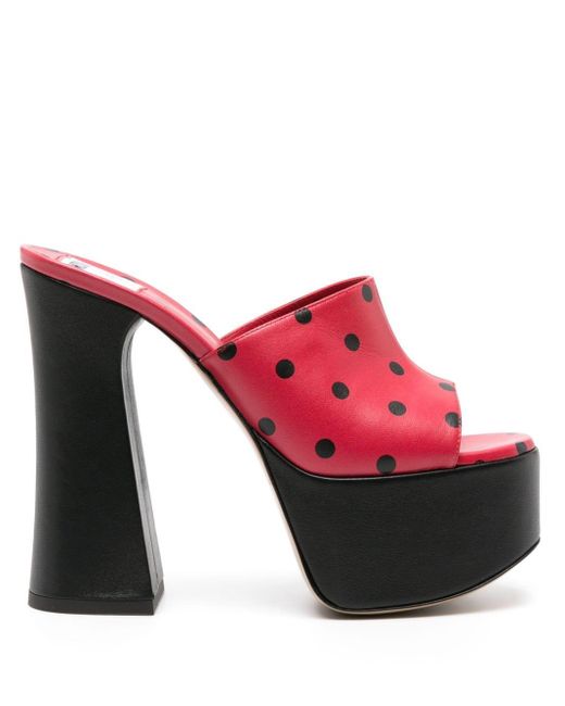 Moschino Red Mules mit Polka Dots
