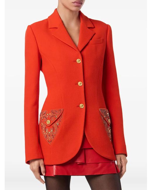 Versace Red Crystal-Embellished Blazer
