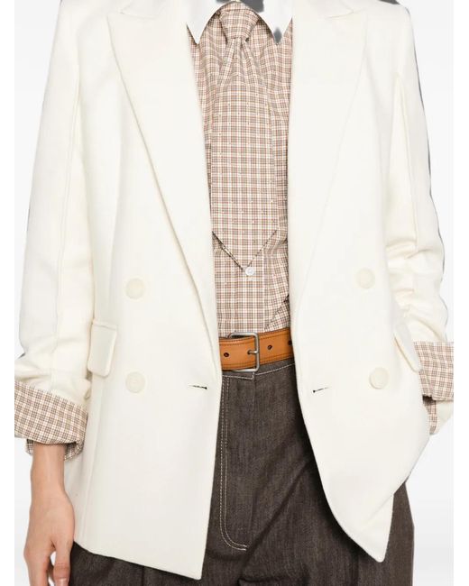 Maje White Double-Breasted Peak-Lapel Blazer