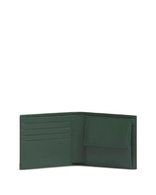Marni Black Leather Bifold Wallet With Contrast Stitching for men