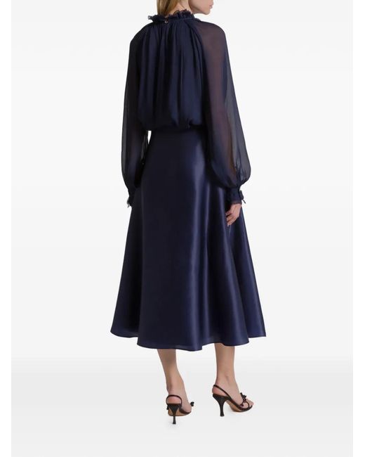 Alberta Ferretti Blue Ruffled Blouse