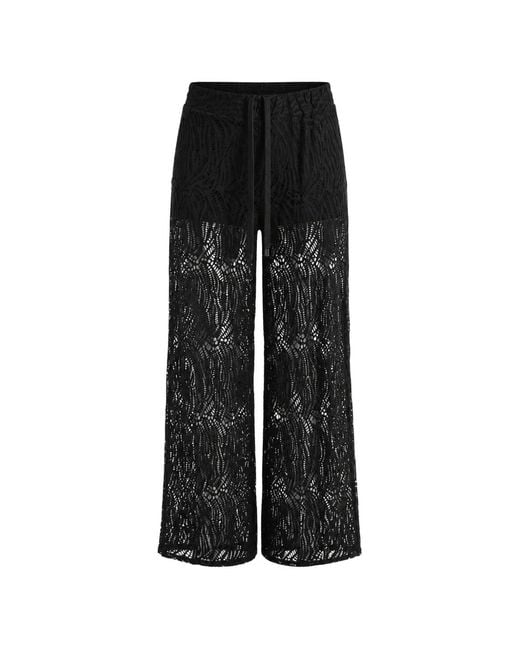 LA HAINE INSIDE US Black Lace-Pattern Palazzo Pants