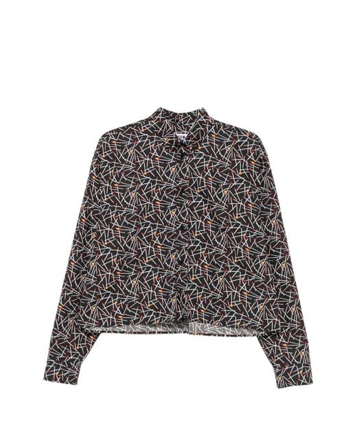MSGM Gray Chemise Crop À Imprimé Graphique for men