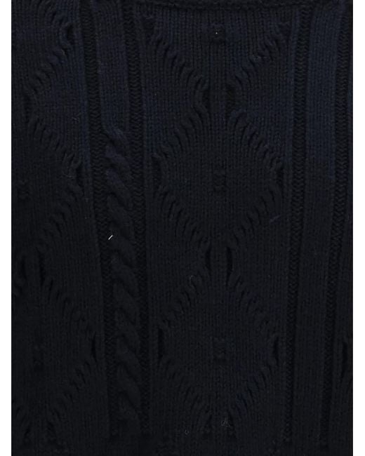 NAMACHEKO Blue Osterly Cable-Knit Elbow-Patch Sweater for men