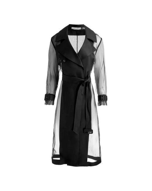 Alice + Olivia Black Silvia Sheer Trench Coat