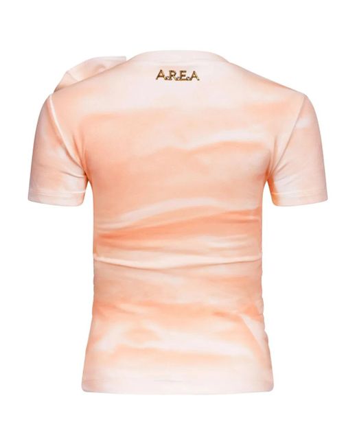 Area Pink Gerüschtes T-Shirt Mit Blumenapplikation