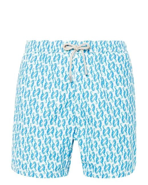 Mc2 Saint Barth Blue Comfort Seahorse-print Swim Shorts for men