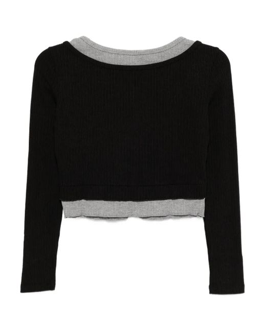 Musium Div. Black Embroidered-Logo Layered Top