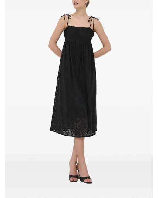Vestido midi con encaje floral Notes Du Nord de color Black