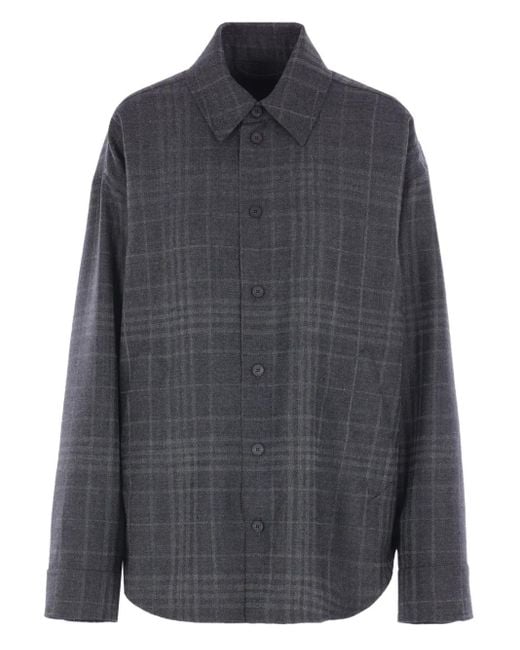 Balenciaga Gray Checked Wool Shirt