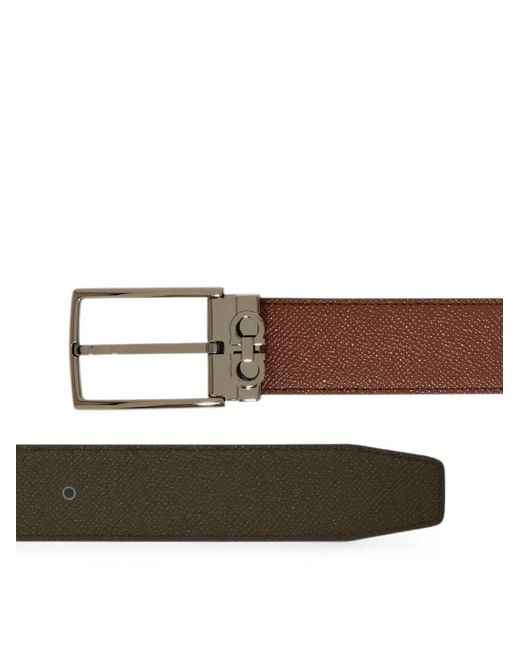 Ferragamo White Reversible And Adjustable Belt With Rectangular Buckle for men