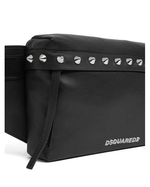DSquared² Black Spike-Studded Belt Bag for men