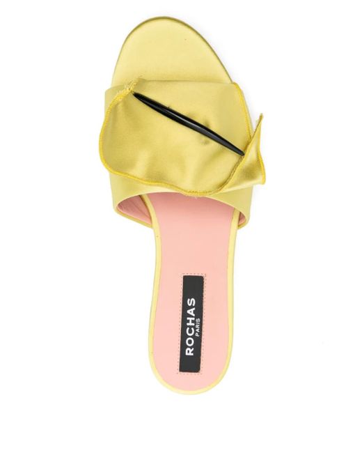Rochas Yellow Satin Sandals