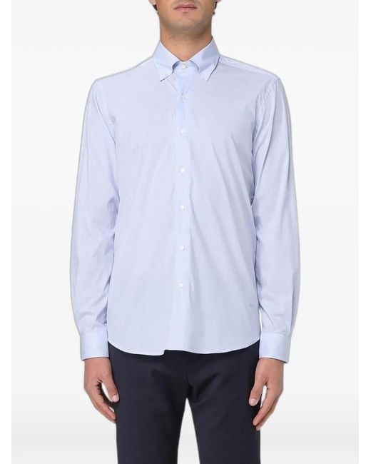 Fay White Button-Down Collared Shirt for men