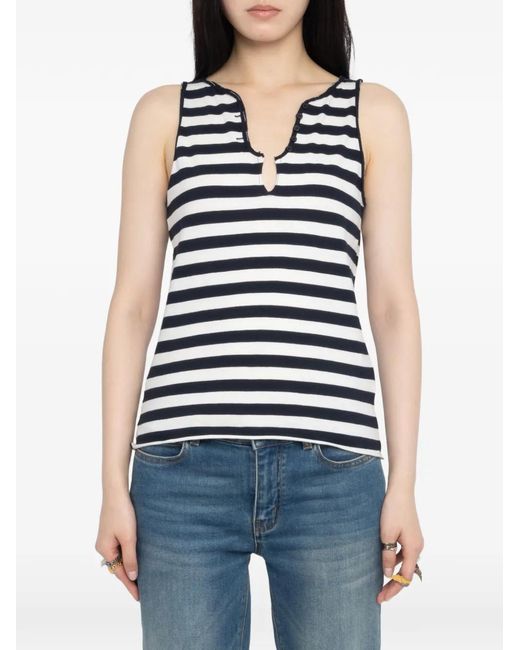 Zadig & Voltaire Black Striped Tank Top