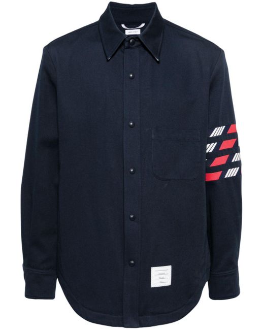 Thom Browne Blue 4-bar Cotton Shirt Jacket for men