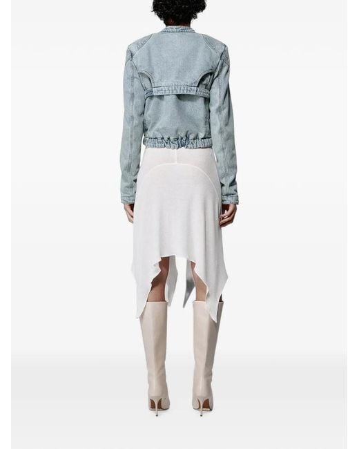 SRVC Studio Blue Zip-Fastening Cut-Out Denim Jacket
