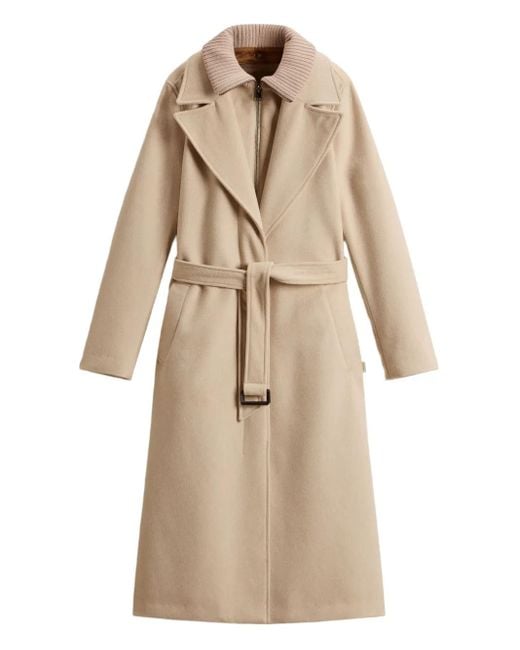 Woolrich Natural Virgin Wool Single-Breasted Coat