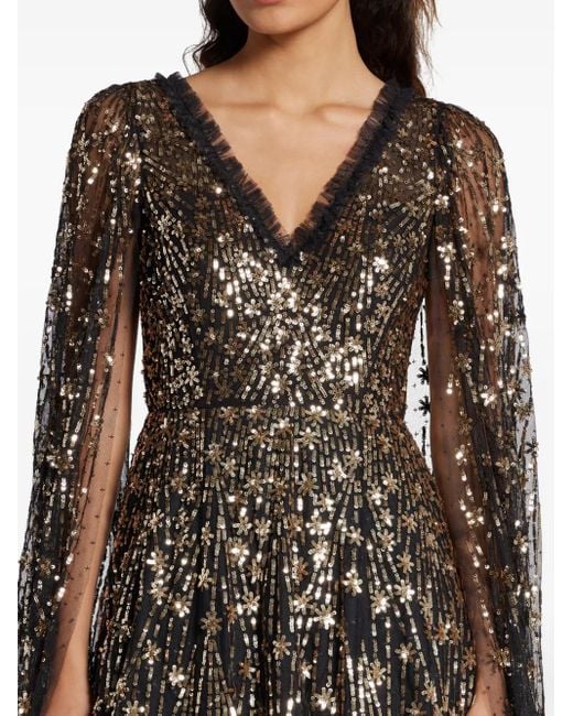 Needle & Thread Black Cape-Kleid Mit Pailletten