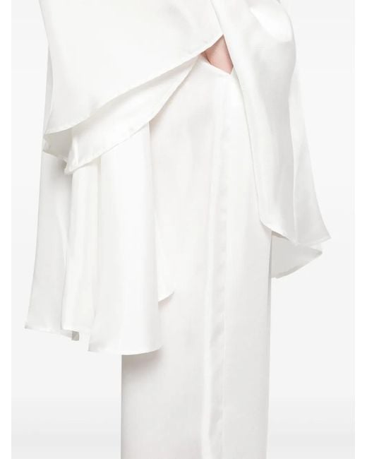 Blanca Vita White High-Waist Silk Palazzo Trousers