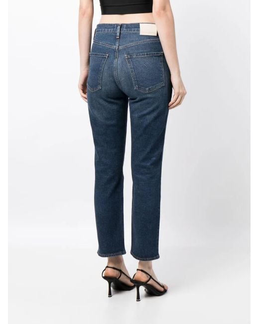 Citizens of Humanity Blue Jolene Stonewashed Cropped Jeans