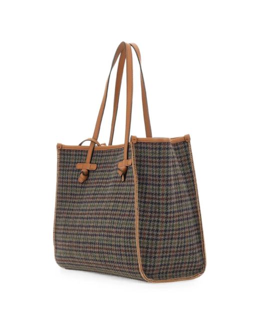 MARCELLA CLUB Gray Marcella Houndstooth Tote Bag