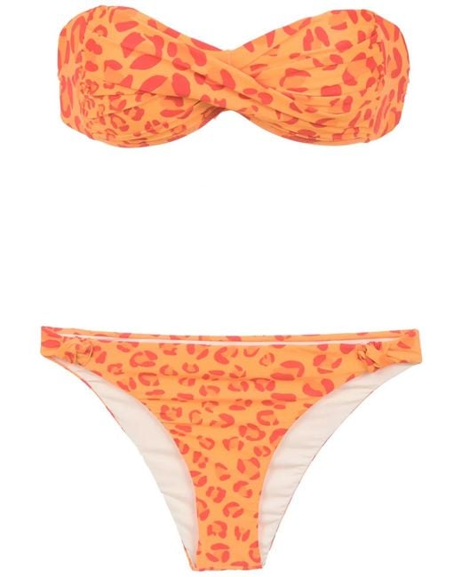 Amir Slama Orange Printed Bandeau Bikini Set