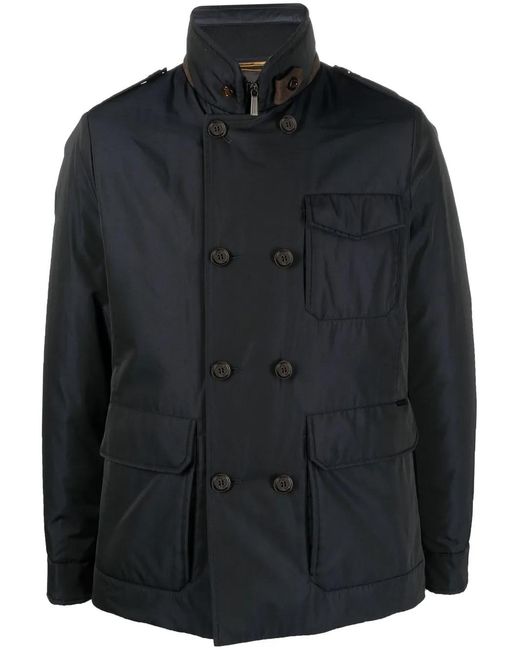 Moorer Black Boeri-Wco Double-Breasted Windbreaker for men