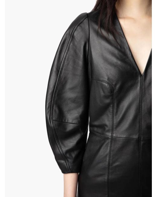 Zadig & Voltaire レザー ミニドレス Black