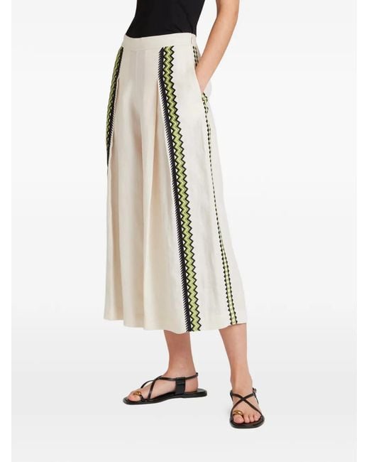 Temperley London White Pantalon En Lin Avalon À Broderies