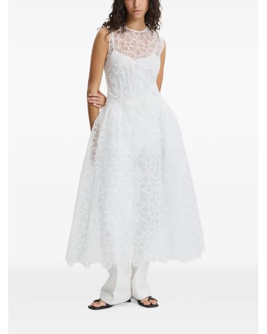 CECILIE BAHNSEN White Cate Midi Dress