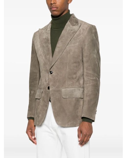 Tom Ford Brown Single-Breasted Suede Blazer for men